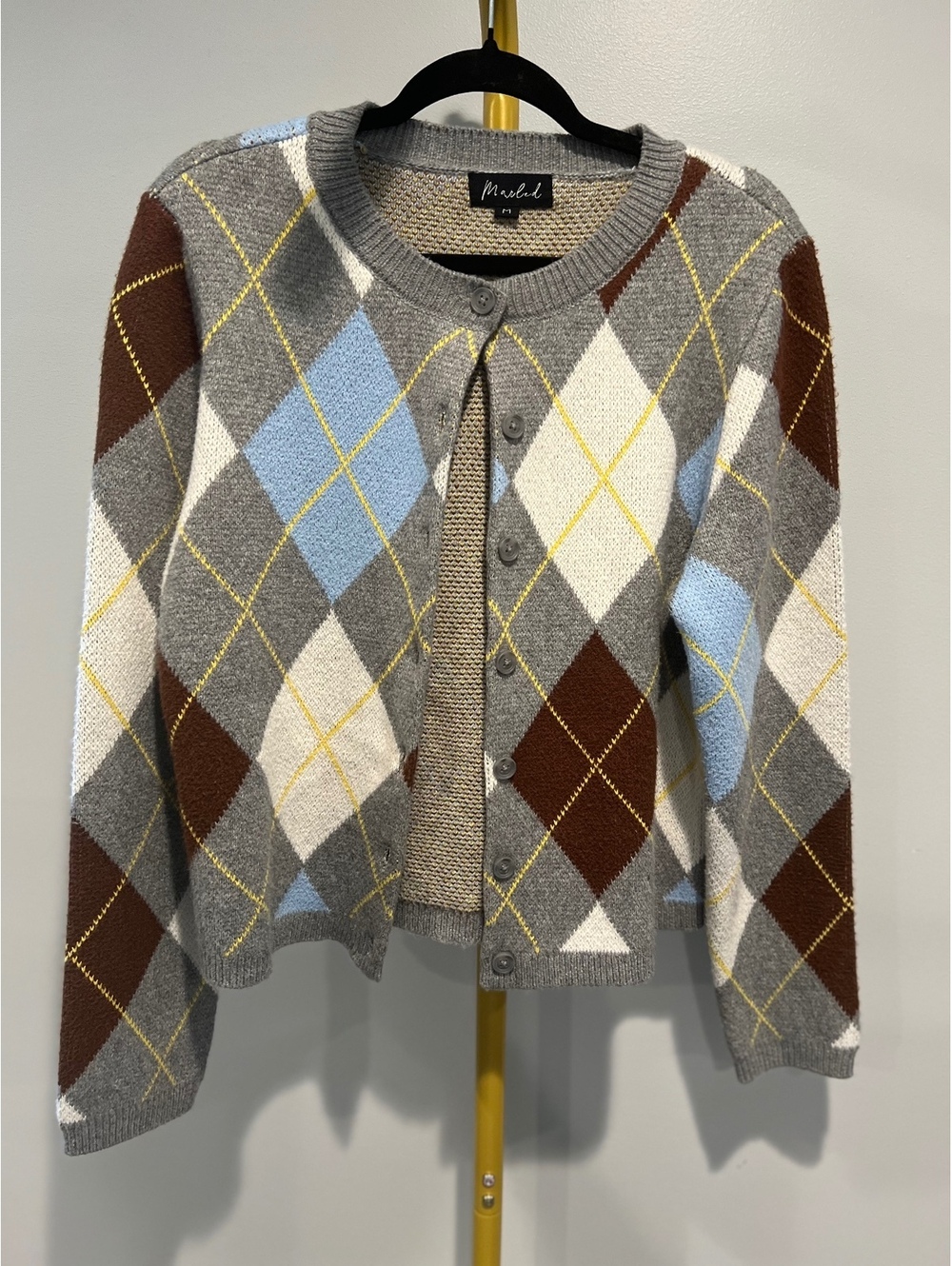 NWOT Argyle Marled Cardigan Sweater